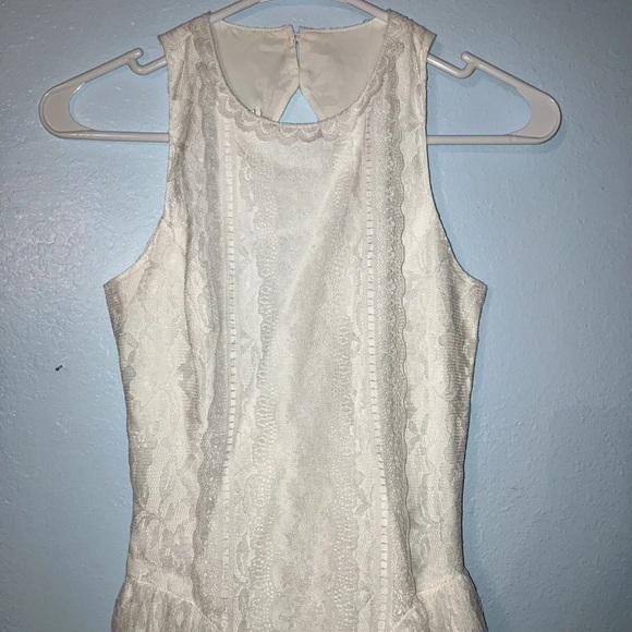 Gunne Sax Full Lace White Open Back Tea Length Dress Wedding Size 3 - Picture 5 of 11